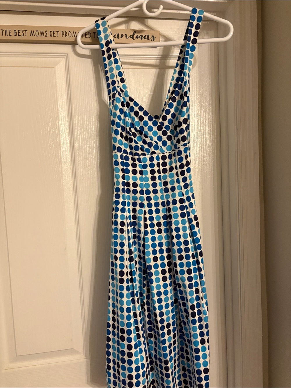 Calvin Klein Blue and Navy Polka Dot Backless Sundress